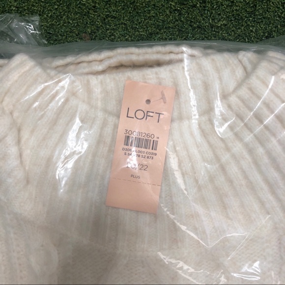 NEW LOFT Plus Cable Front Turtleneck Sweater Ivory Size 20 / 22 - Picture 10 of 13